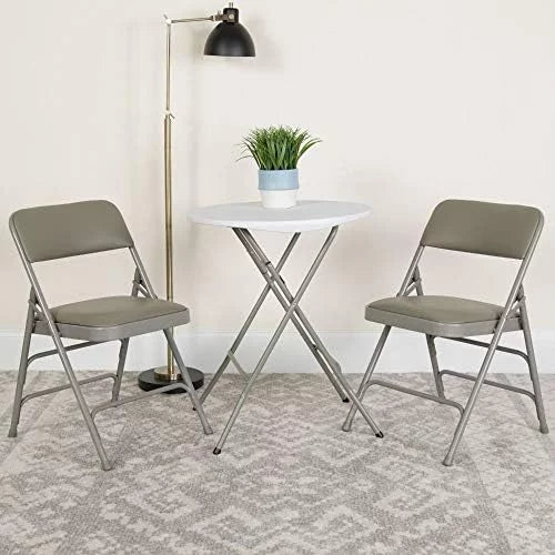 Curved Hinged Chair Braced Series Pack Folding 4 Triple & Metal Vinyl HERCULES Double Gray