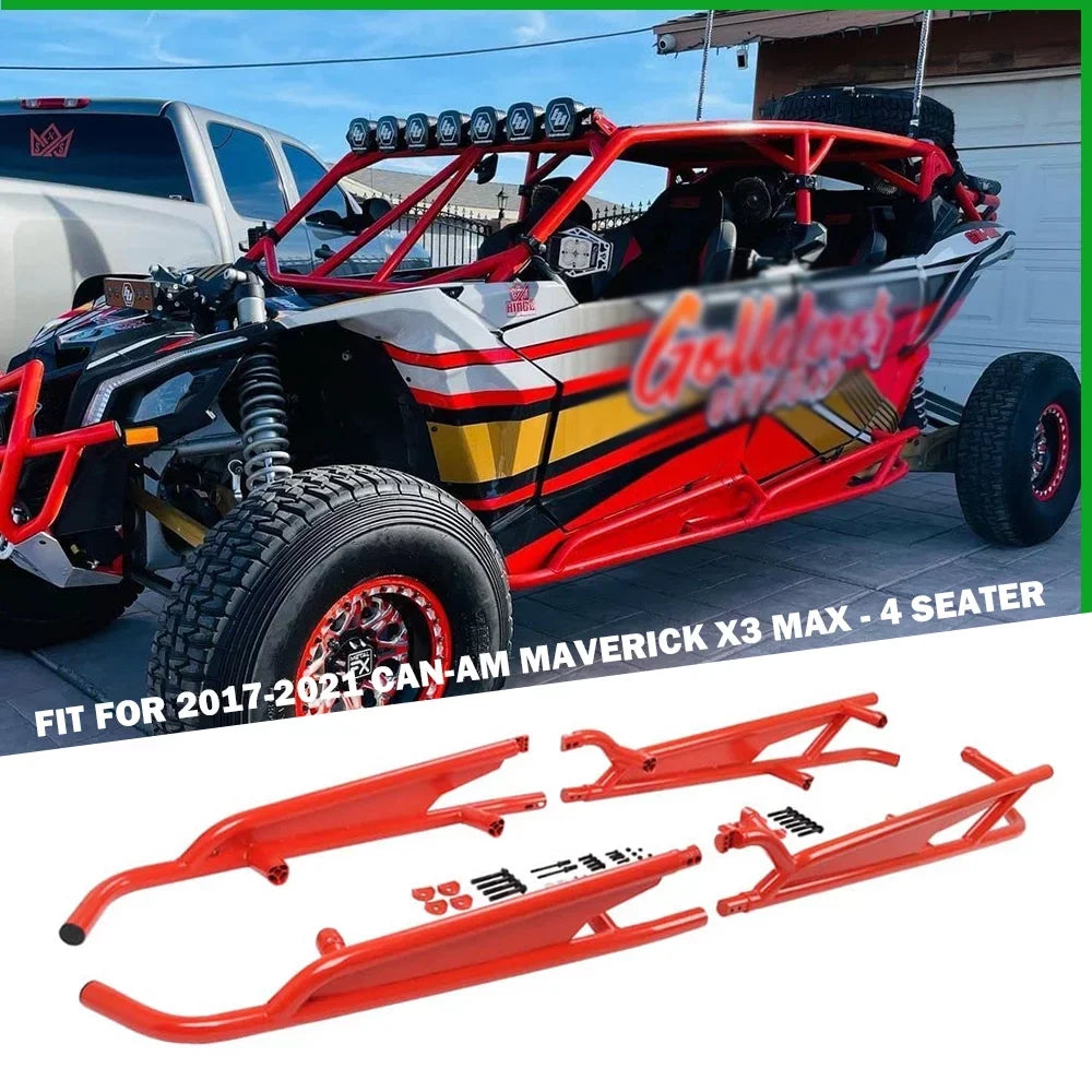 Rock Can-Am Sliders Bars for Nerf Max ELITEWILL 2017-2021 Seater X3 Maverick RED - 4