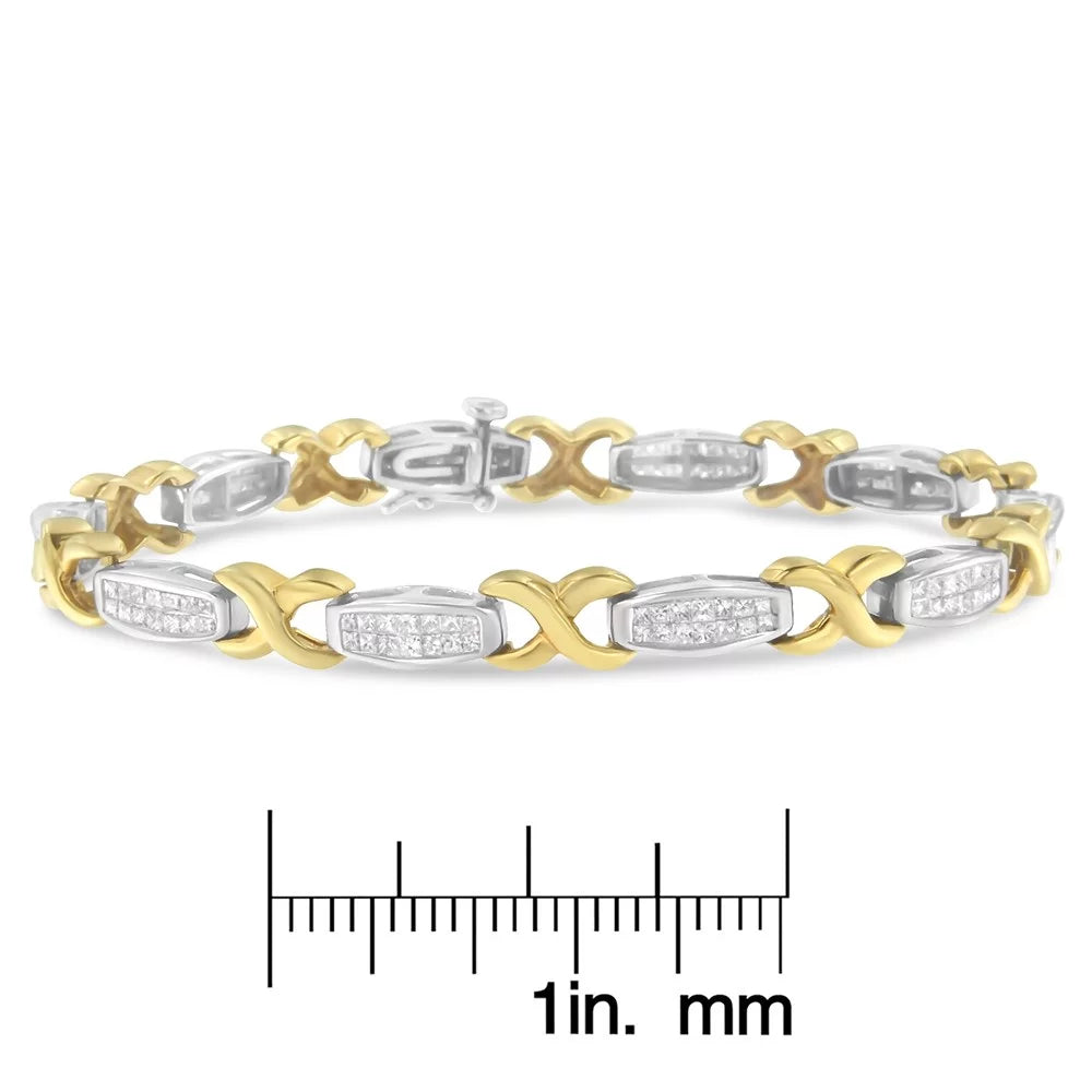 Invisible-Set White Bracelet X-Link 2 Gold Diamond TDW 14K SI1-SI2) (G-H, Carat Tennis and Yellow