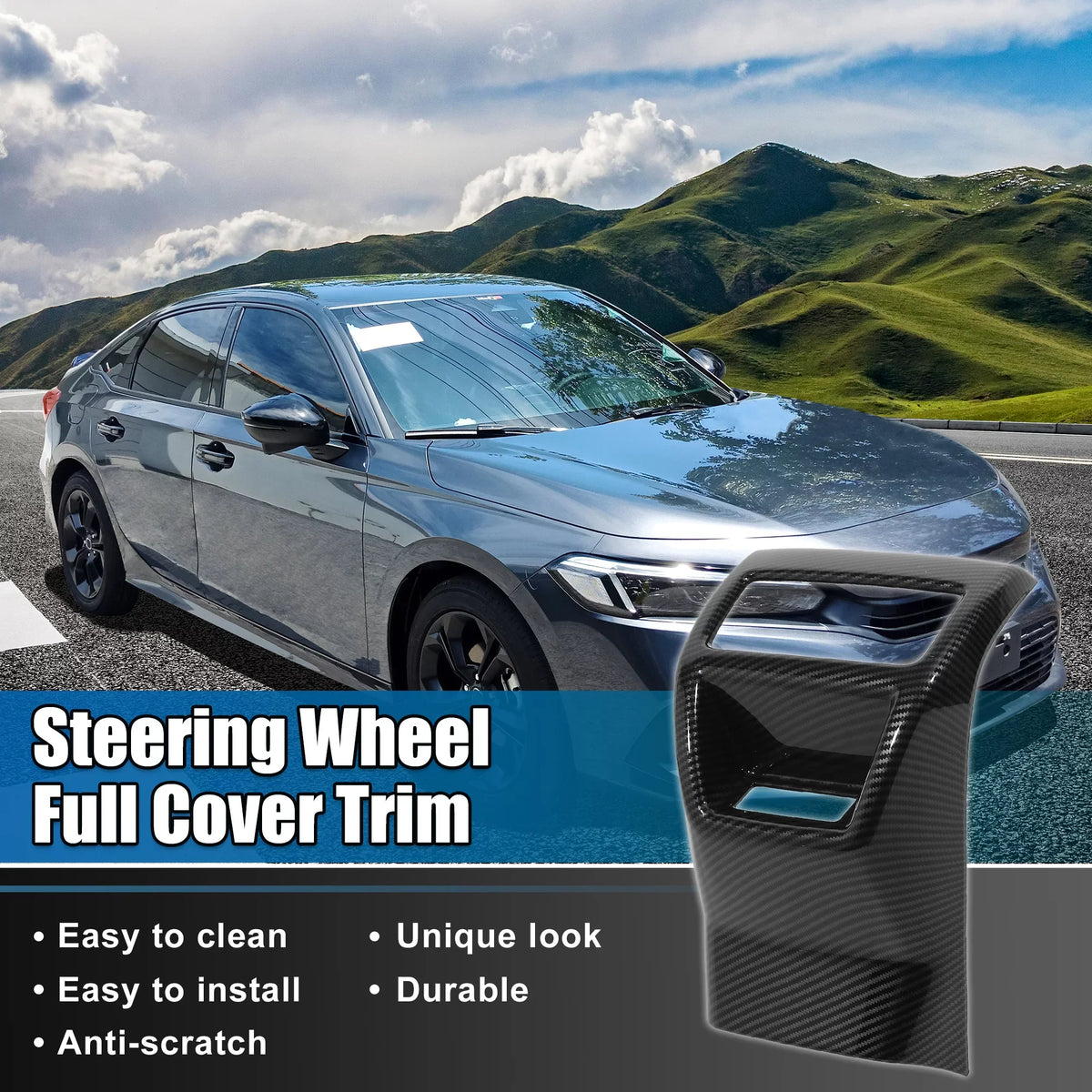 Civic Carbon for Cover Pattern 11th Trims Rear 2022 Armrest Honda Interior A/C Fiber Console Frame Box Vent Rear