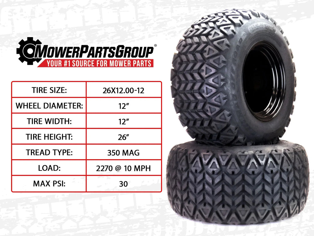 Terrain Bad (2) 26x12.00-12 61" 022-4090-00 Tire Boy Assy Renegade Fits 72" All