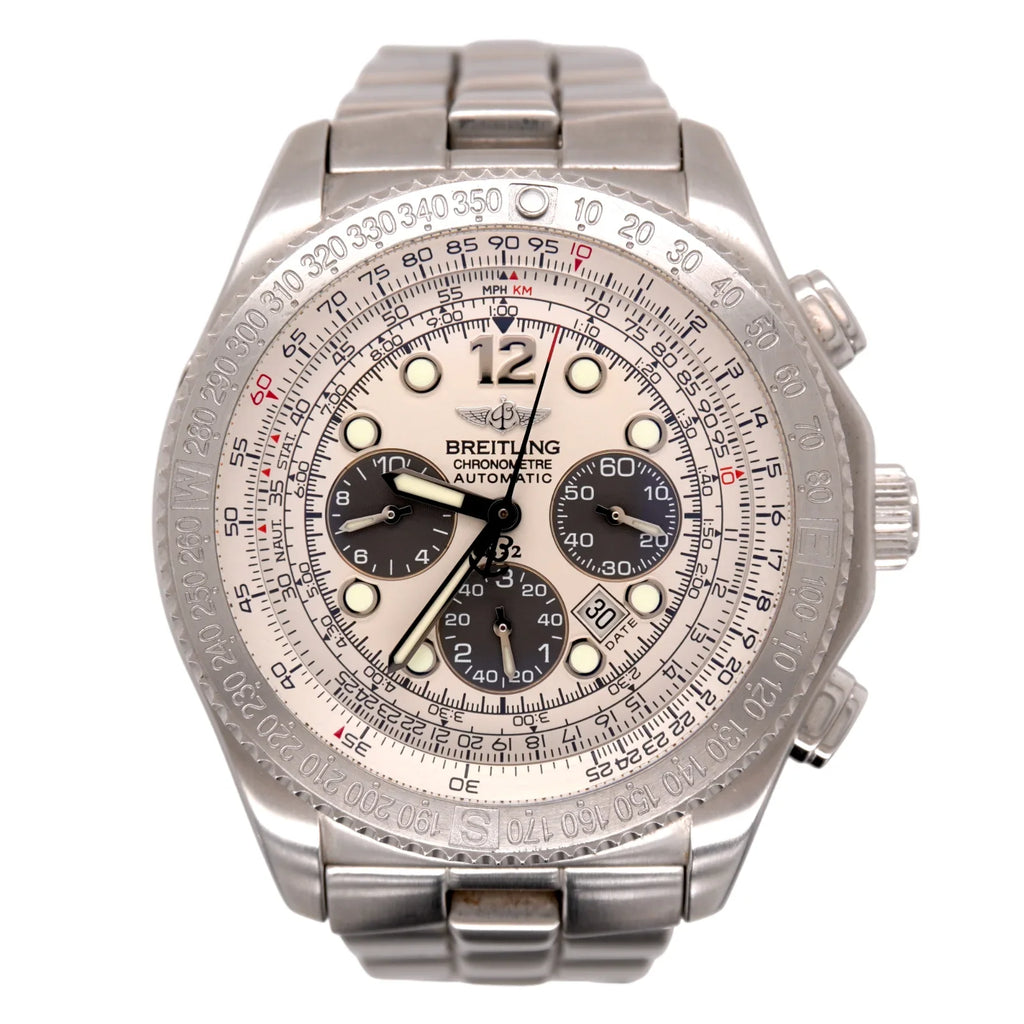 BREITLING Chronograph 44mm Watch Automatic White B-2 Dial Men's A42362 Steel