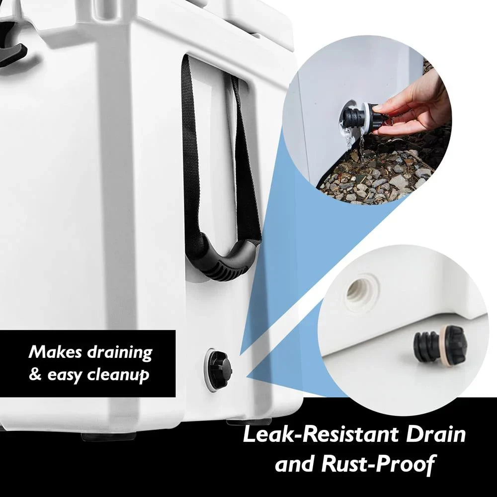 Lightweight Portable (White) Quart W/ Cooler Handles Travel Heavy-Duty Cooler Ice Box 50 SereneLife