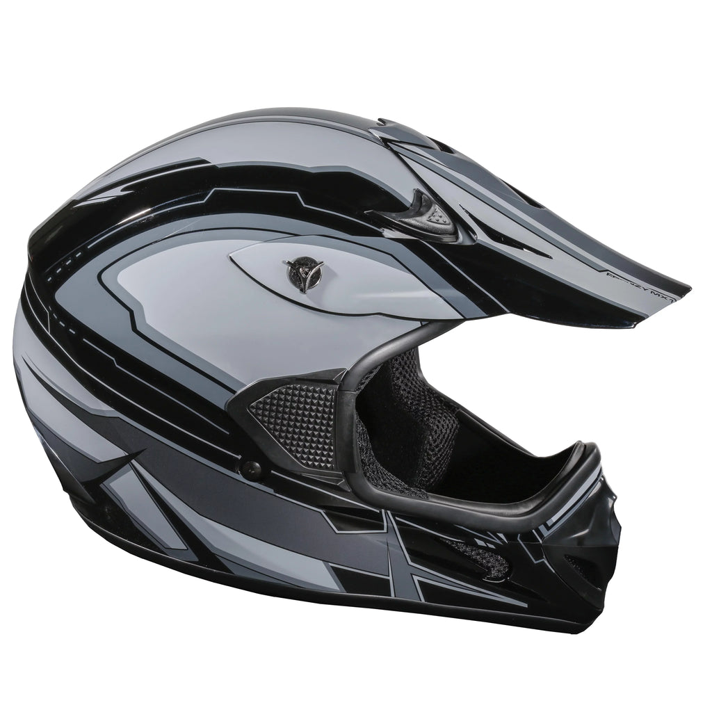Black-Grey, Approved, Adult XL MX Helmet, FRENZY DOT