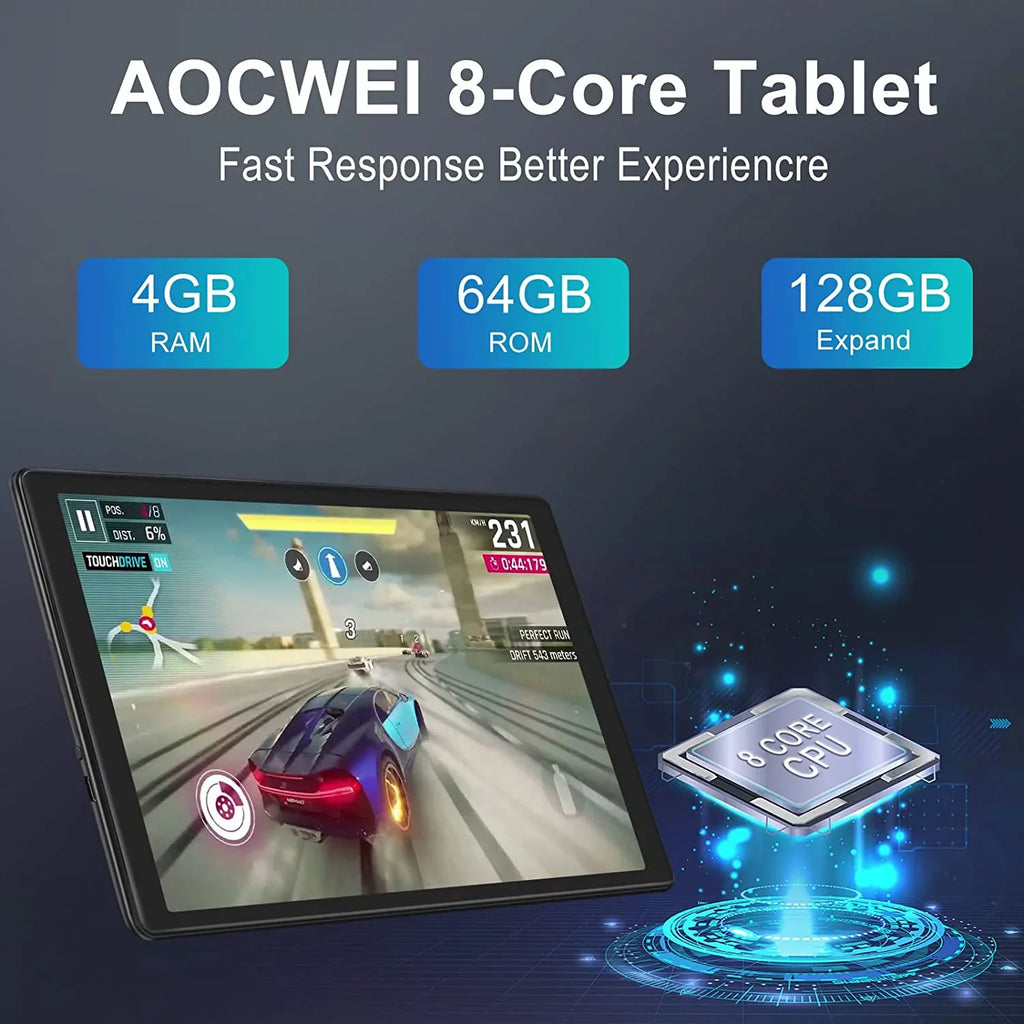 Screen Tablets Split inch Case 4GB Tablet ROM HD Pink Touchscreen Kids IPS 10 RAM Drop-Proof 11 Wifi Android 64GB