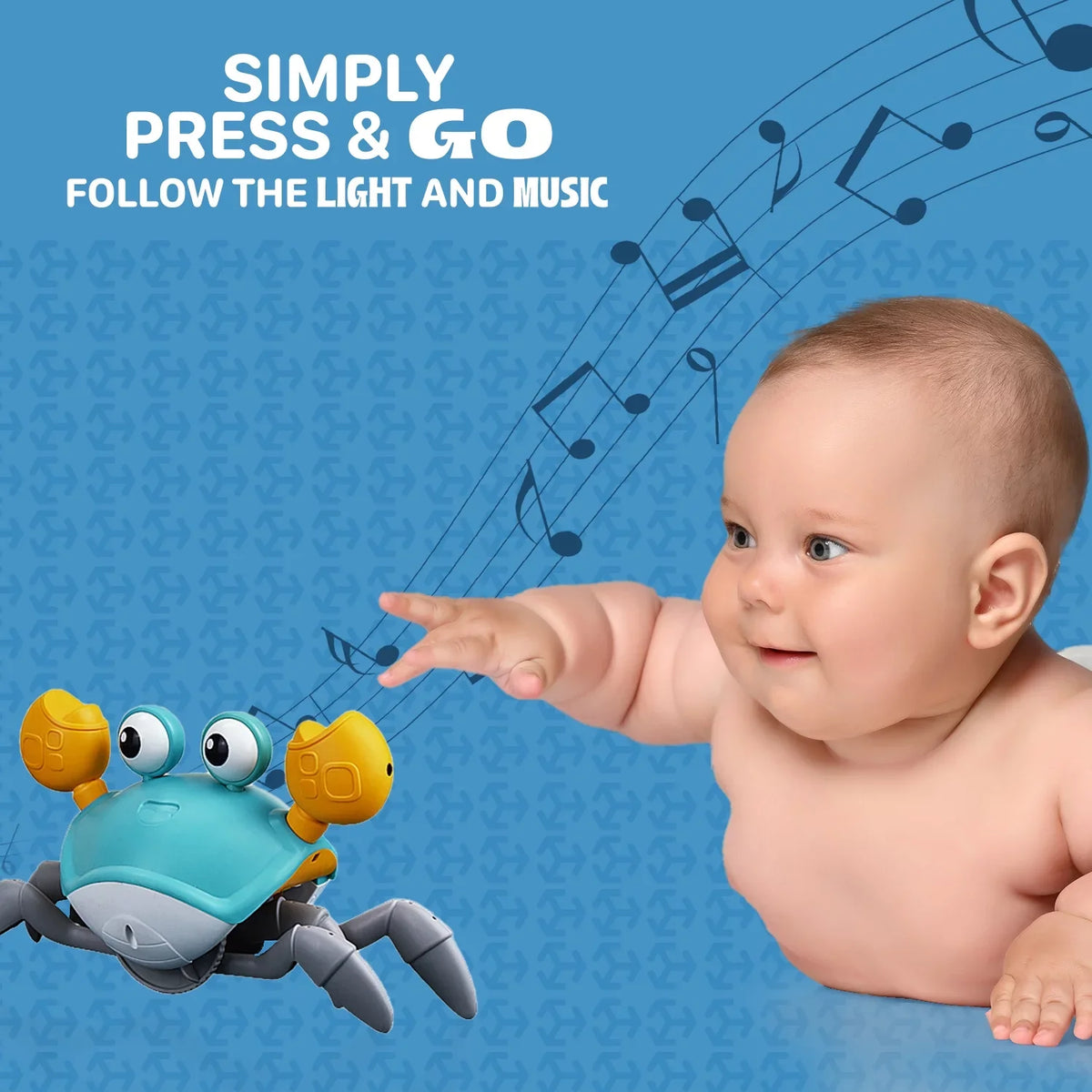 Little 6-12 & Cute Music Development Crawling And Time, Crawl Aretha Kids Sensory Gift Cognitive Tummy Light 0-6 Kids - Months Favorite Toddlers For And Years Learning With Crab And
