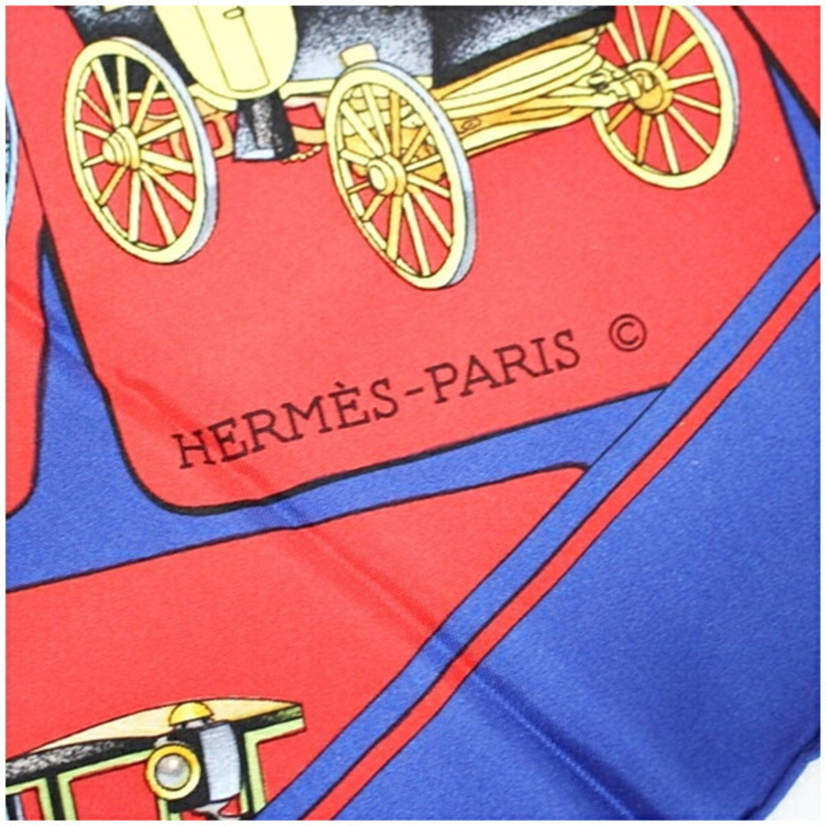 Scarf Pre-Owned x Women's Silk HERMES Blue Carriage) CARROSSERIE (Spiral (Good) Hermes Muffler Red