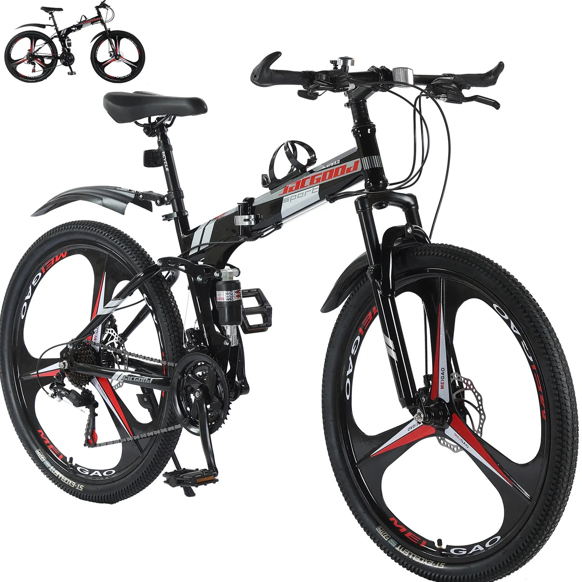 High Adult 26 Inch Foldable JSTUOKE Frame, Speeds MTB Disc Cycling Mountain Men Bicycles Steel Drivetrain Women with Carbon Bikes, Brakes, Double for 24