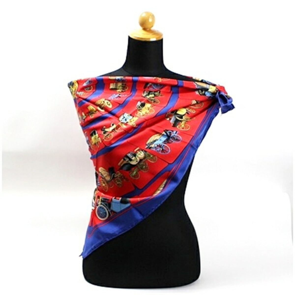Scarf Pre-Owned x Women's Silk HERMES Blue Carriage) CARROSSERIE (Spiral (Good) Hermes Muffler Red