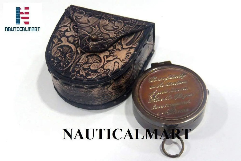 NauticalMart compass for leather case gift with brass