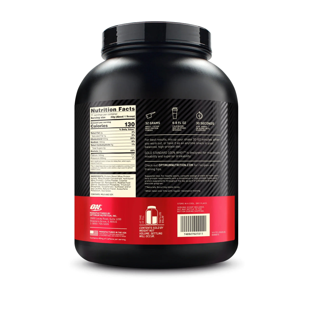 Powder, Servings 100% 71 Nutrition, Whey 5 Coffee, Protein Optimum lb, Gold Standard