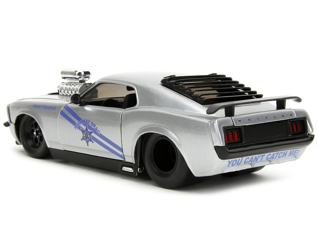 Car Drag by Boss Mustang Muscle Model Metallic Trooper Highway Diecast 429 1970 Silver Series 1/24 Drag Jada Ford Bigtime -