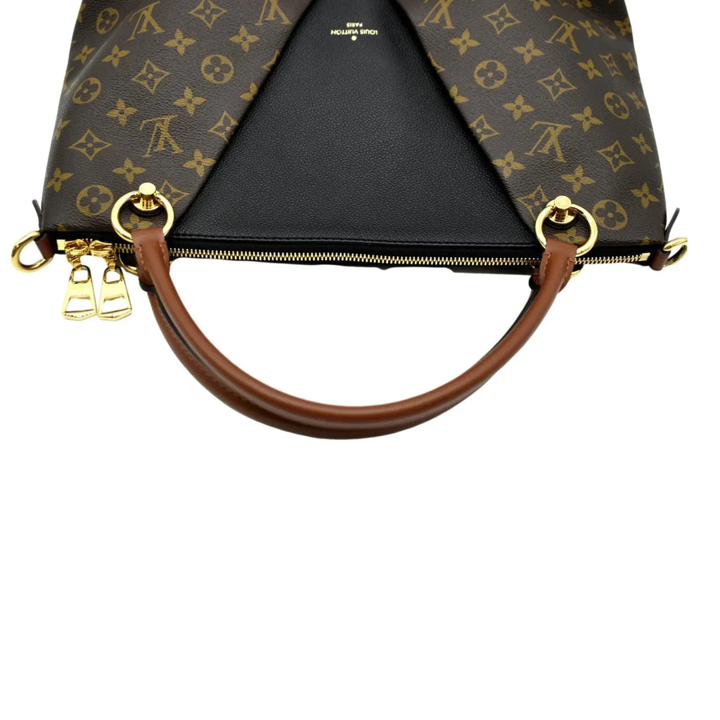 Black Monogram Leather Bag LOUIS Hobo MM VUITTON V Pre-owned