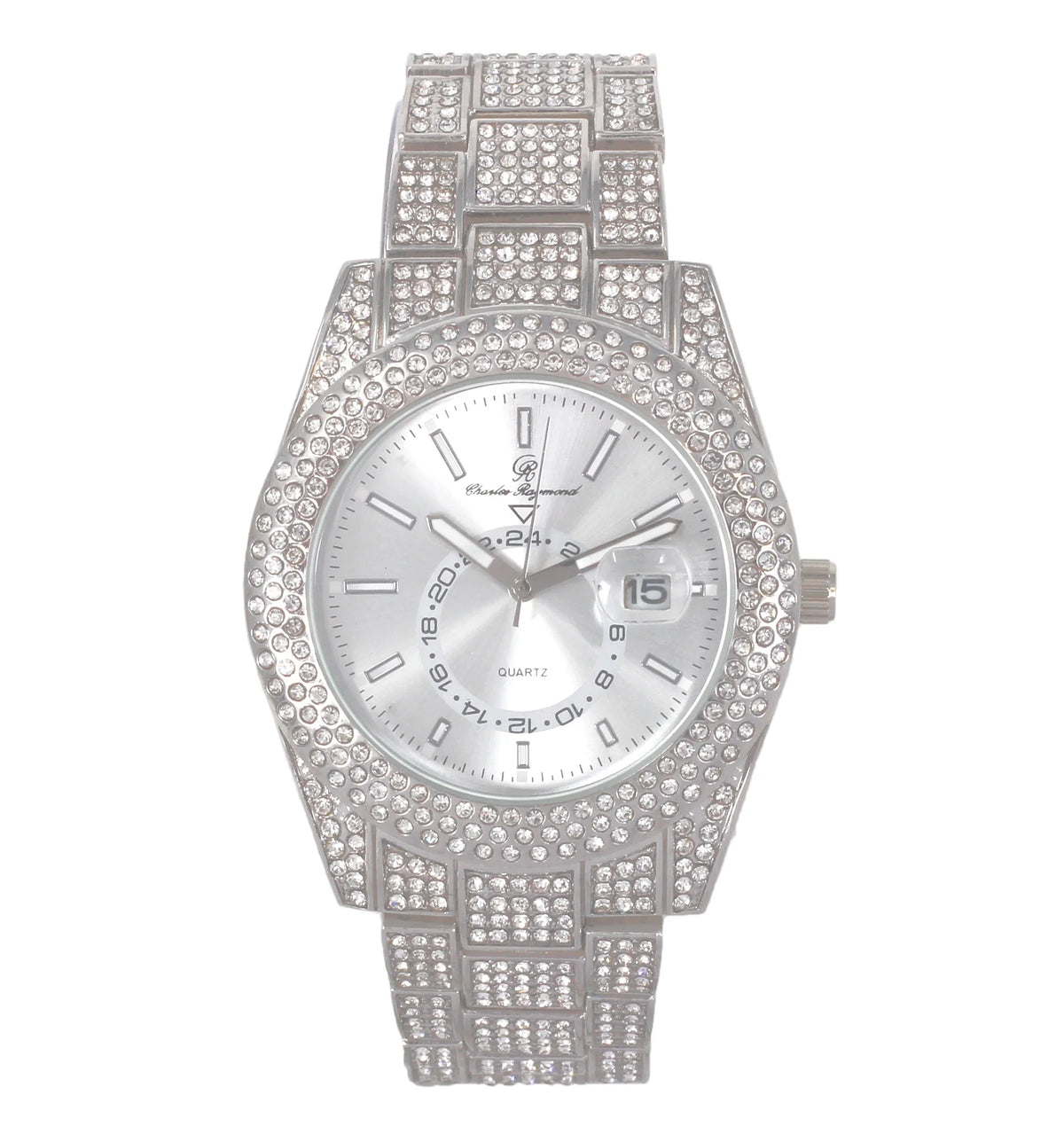 with Necklace with Matching on Zig Sets and Rolly Blinged ZZ Zag Charles Sets - Ice Trim Blast! Hop Out Necklace Hip Band Looks Out - Raymond Out Wristwatch Iced Bling'ed Silver