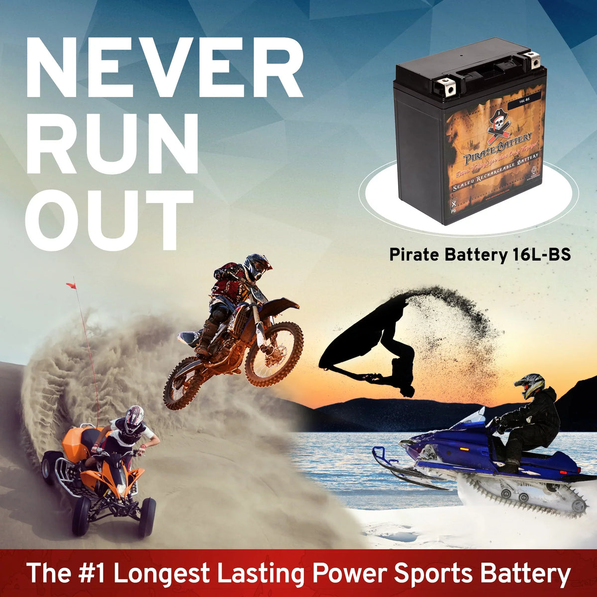 for Kawasaki YTX16L-BS Volt,14 Battery 1987 Pirate Ah, (16L-BS Jf650 230 Jet X2 CCA) 12 650cc Battery Ski