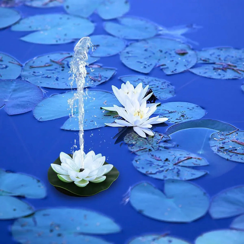 Decor Fountain(White) Solar-powered Waterproof Pond Lily Fish Lamp Lotus HOTBEST Bird Novel Bath Lotus Fountain Garden Fountain Water