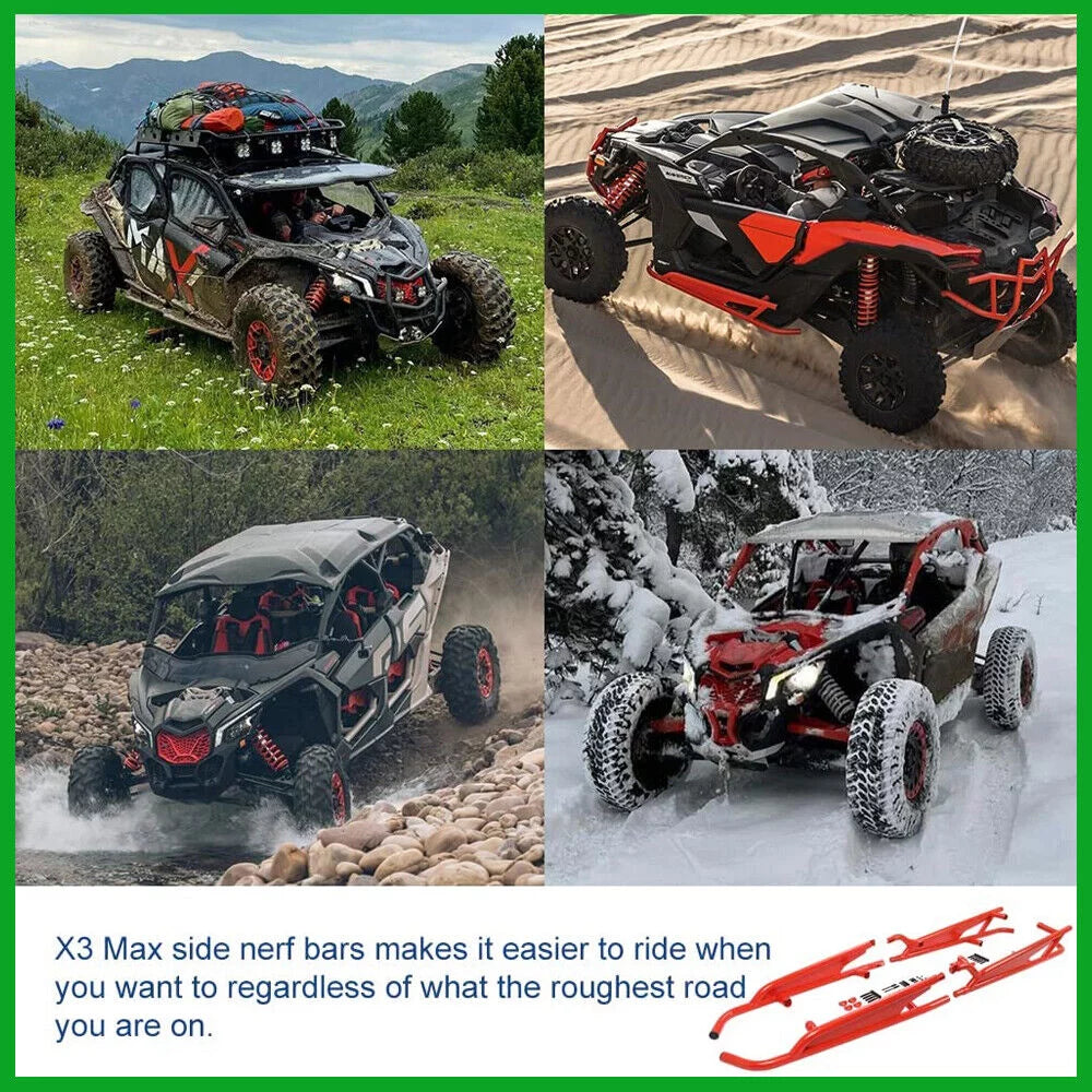 Rock Can-Am Sliders Bars for Nerf Max ELITEWILL 2017-2021 Seater X3 Maverick RED - 4
