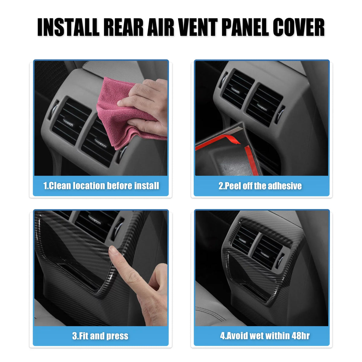 Civic Carbon for Cover Pattern 11th Trims Rear 2022 Armrest Honda Interior A/C Fiber Console Frame Box Vent Rear