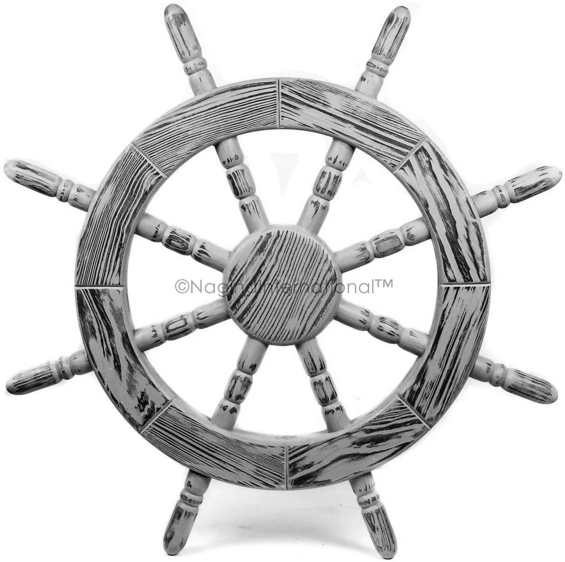 Maritime | Pine Wall Wall Beautiful Ship Nautical Nagina Handcrafted Antique Decor Junky Exclusive Decor Wheel (36 International Black) Rustic Inches,