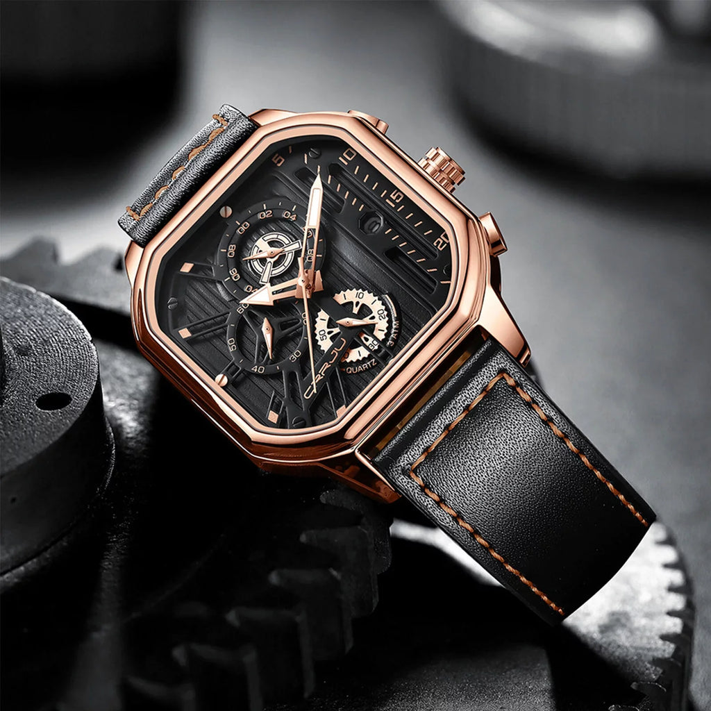 Quartz Date Watch Business Luminous Waterproof Chronograph Men's Leather Luxury