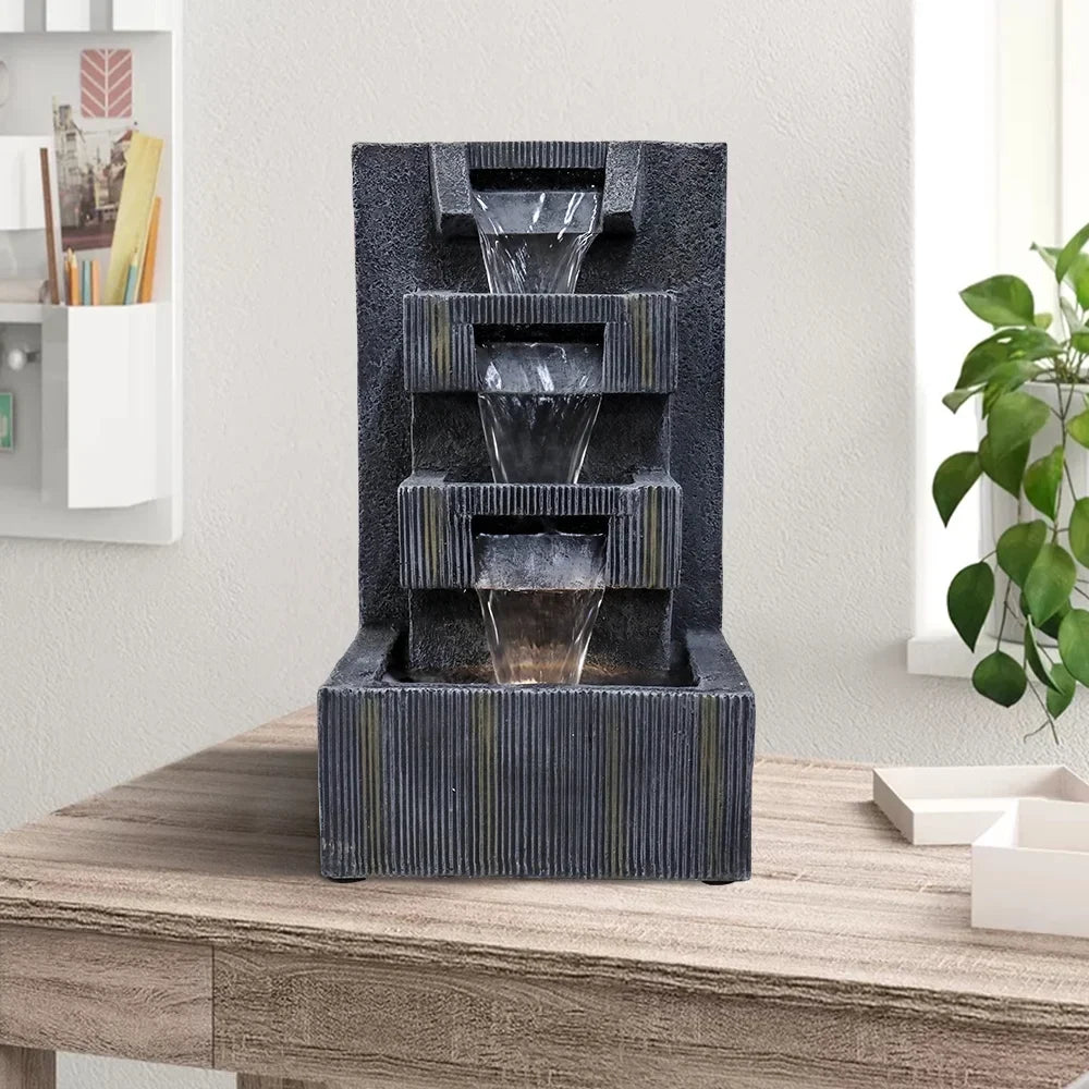 '- Fountain Water Ambiance - & Soothing LED Grey Tabletop Sounds LED