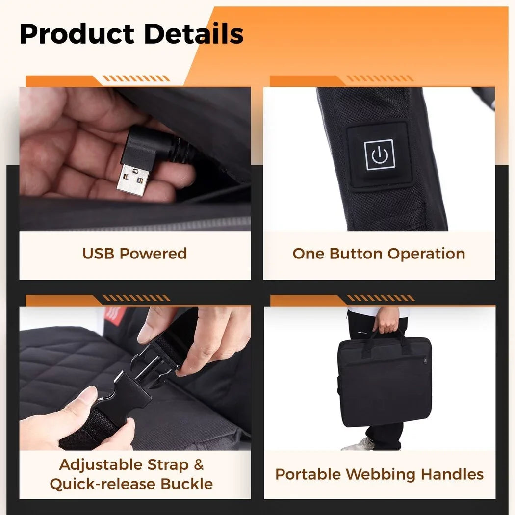 USB Stadium Winter Powered Heating for Seat Seat Heated Portable Activities, Heated Cushion Foldable Seat, Pad, Camping, Hunting Seat Outdoor Fishing, Cushion, Heated Folding