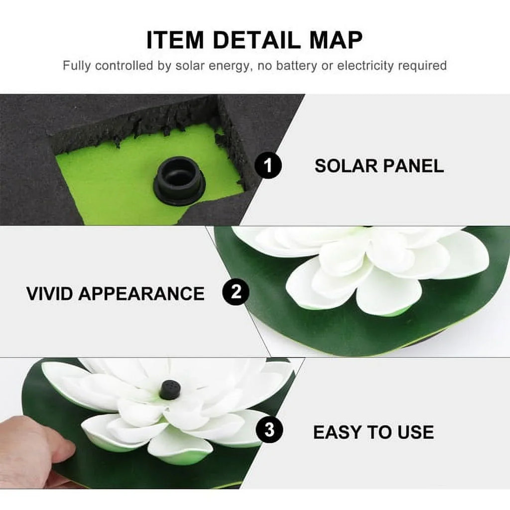 Decor Fountain(White) Solar-powered Waterproof Pond Lily Fish Lamp Lotus HOTBEST Bird Novel Bath Lotus Fountain Garden Fountain Water