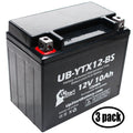 GSX-R1000 Factory 3-Pack Battery CC - 12V, 2003 Replacement Motorcycle UpStart UB-YTX12-BS 10Ah, Free, Activated, Maintenance for Suzuki 1000 Battery