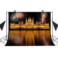 The Background 7x5ft Bloom Castle Illuminate Background Lights Studio Booth of Props Night City Water View Photo The Fireworks MOHome River Party Backdrop