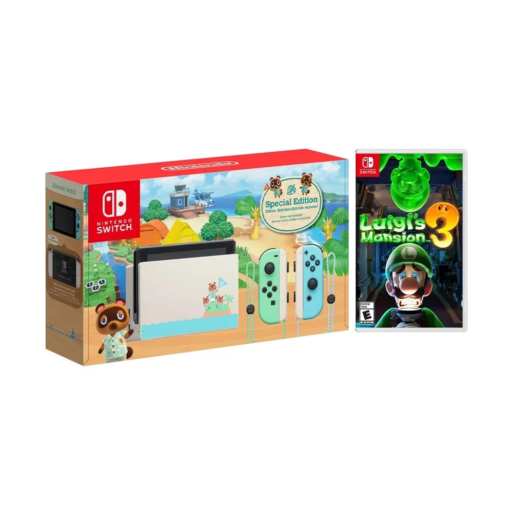 New Horizons Protector Bundle Mytrix Nintendo Limited Luigi's Mansion NS Crossing: Glass 3 2020 and Game Switch Edition Console! - 2020 Screen Tempered Animal Disc New New with NS