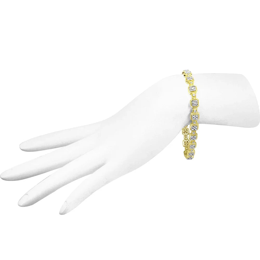 (J-K I2-I3 7.25" Clasp Haus Brilliance Diamond 10K Gold Yellow Link Clarity) of Color, Cttw 2.0 Bracelet Box Size - Womens cut Princess