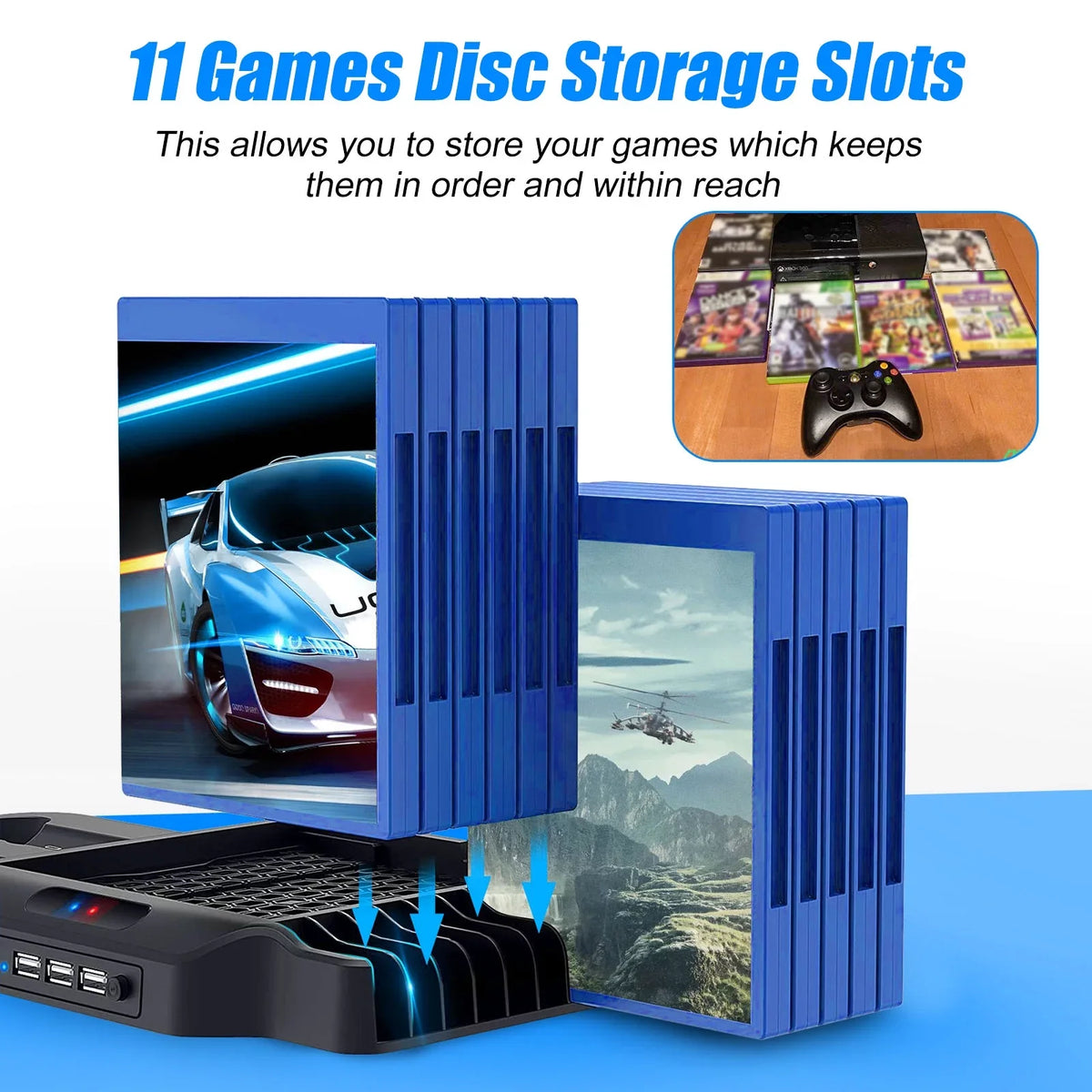 Station Controller S/X Xbox Stand Ports, EEEkit Slots X/S 2 Fit with for Fans, Charging Series Dock USB Dual 3 Cooling Fast Game Xbox Series Vertical Fit 11 Disc with for
