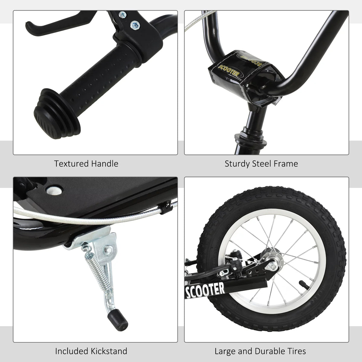 Youth Dual Front Rear Caliper Aosom Scooter Black Brakes, and
