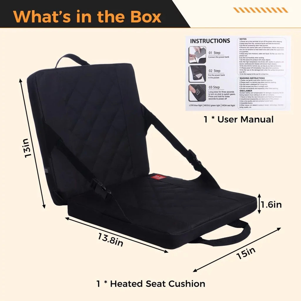 USB Stadium Winter Powered Heating for Seat Seat Heated Portable Activities, Heated Cushion Foldable Seat, Pad, Camping, Hunting Seat Outdoor Fishing, Cushion, Heated Folding