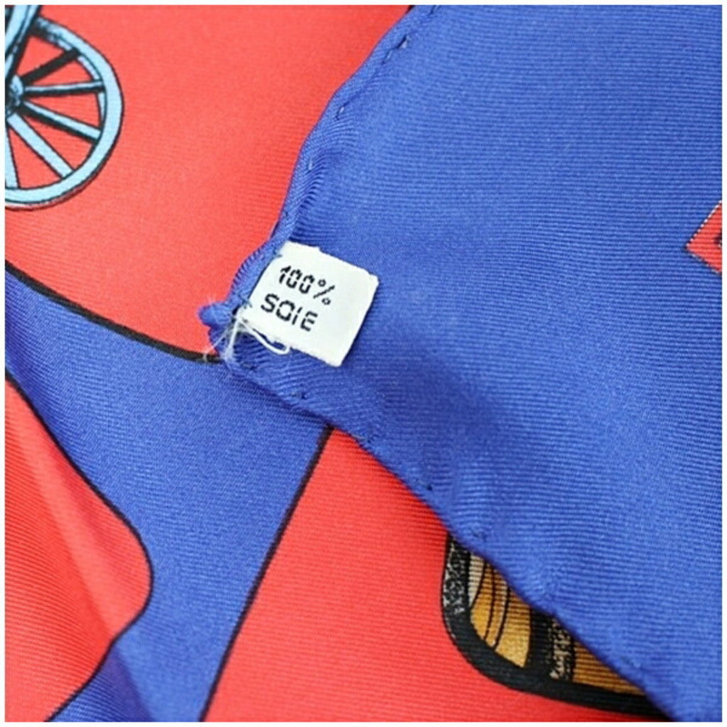 Scarf Pre-Owned x Women's Silk HERMES Blue Carriage) CARROSSERIE (Spiral (Good) Hermes Muffler Red
