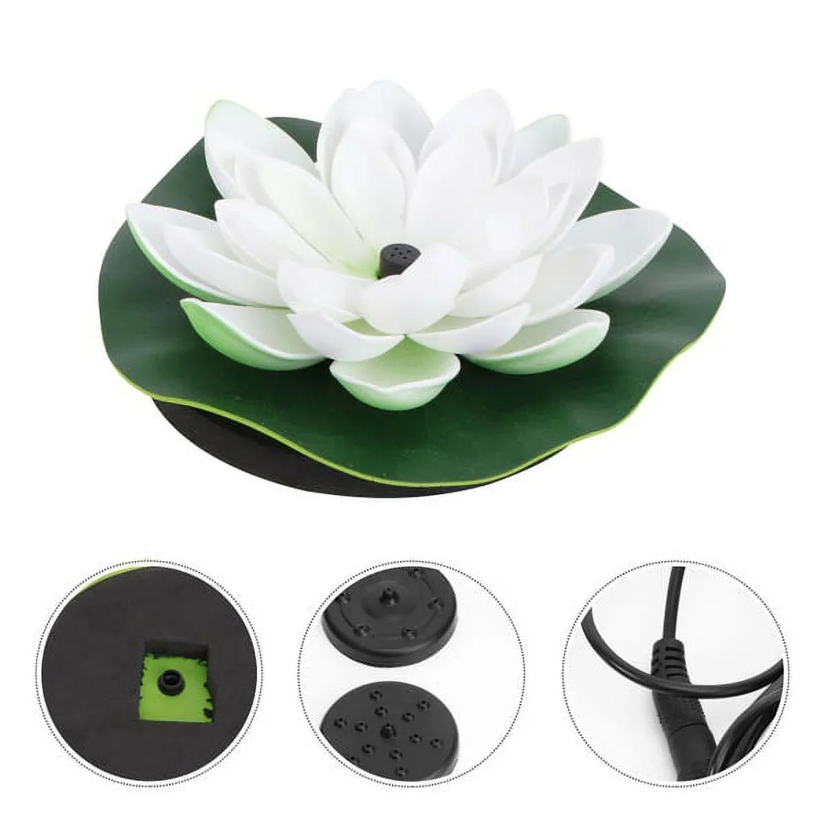 Decor Fountain(White) Solar-powered Waterproof Pond Lily Fish Lamp Lotus HOTBEST Bird Novel Bath Lotus Fountain Garden Fountain Water