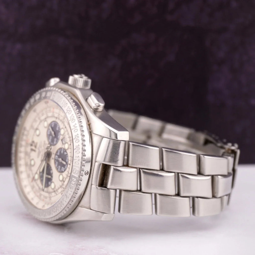 BREITLING Chronograph 44mm Watch Automatic White B-2 Dial Men's A42362 Steel