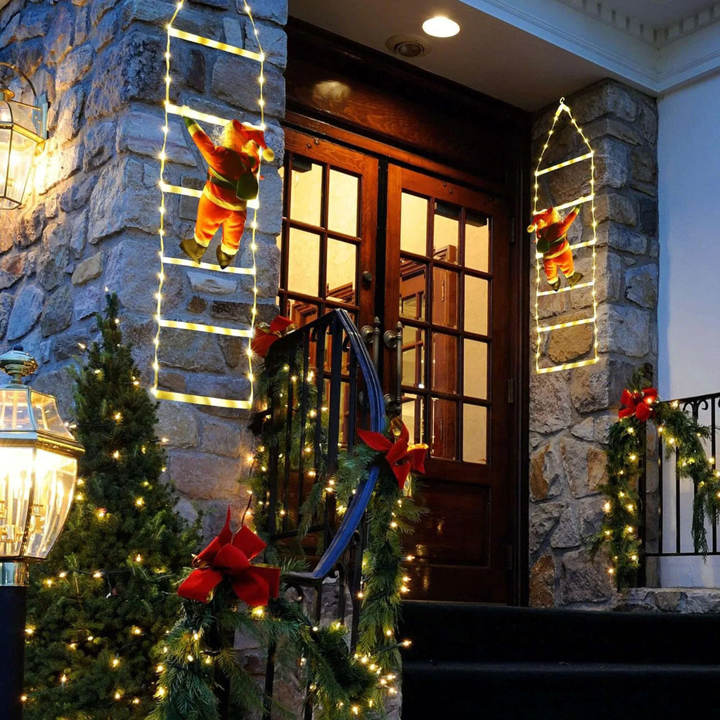 Wall 10.5 with Waterroof Xmas Tree Garden Lights Xmas for Home Christmas Climbling Led Decor Roof ft Outdoor Lights Lava Santa Porch Lights Ladder Claus