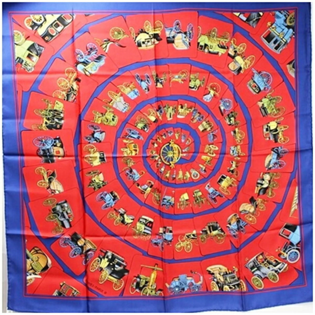 Scarf Pre-Owned x Women's Silk HERMES Blue Carriage) CARROSSERIE (Spiral (Good) Hermes Muffler Red