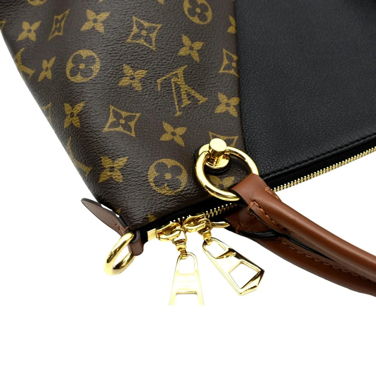 Black Monogram Leather Bag LOUIS Hobo MM VUITTON V Pre-owned