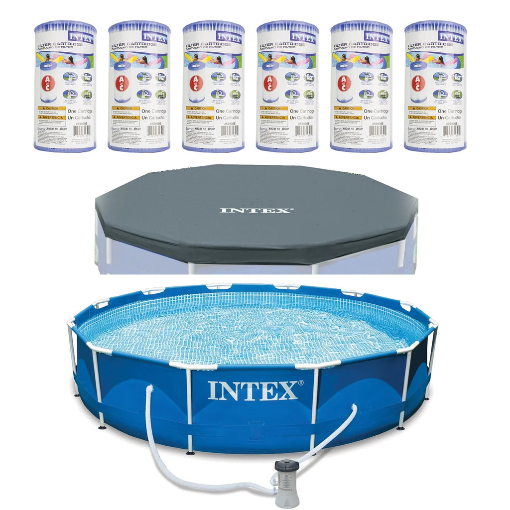 Ground Cartridge 6 and Above Pack, Cover Pump, Intex Filter w/ Pool Metal