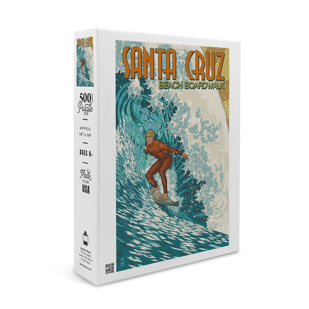 Cruz, Santa Piece Family, 500 USA) (19x27 and Jigsaw Puzzle Stylized in California, Surfer Made Premium for inches, Adults