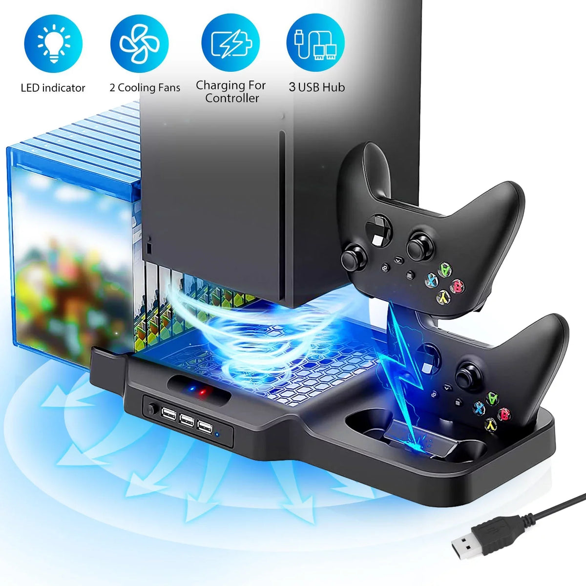 Station Controller S/X Xbox Stand Ports, EEEkit Slots X/S 2 Fit with for Fans, Charging Series Dock USB Dual 3 Cooling Fast Game Xbox Series Vertical Fit 11 Disc with for