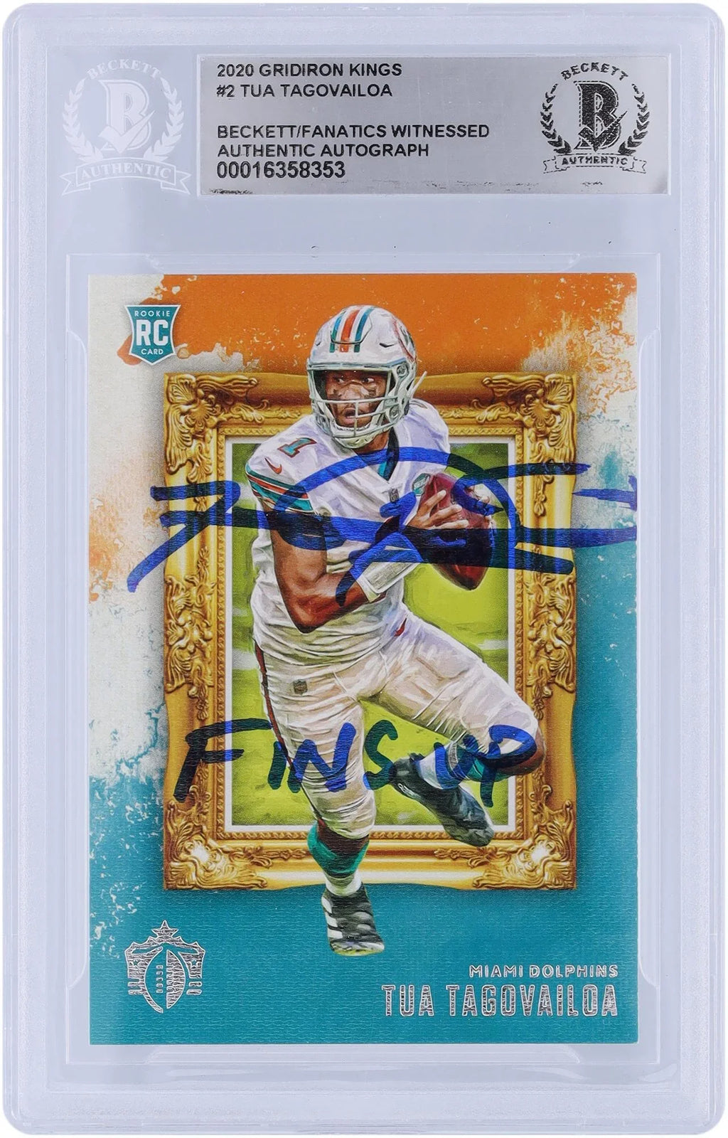 Fanatics Inscription 2020 Authenticated Gridiron Up" - Autographed Beckett Certified "Fins Dolphins Panini Rookie Chronicles Tua Fanatics Authentic Tagovailoa Witnessed Kings Card Miami with #GK-2