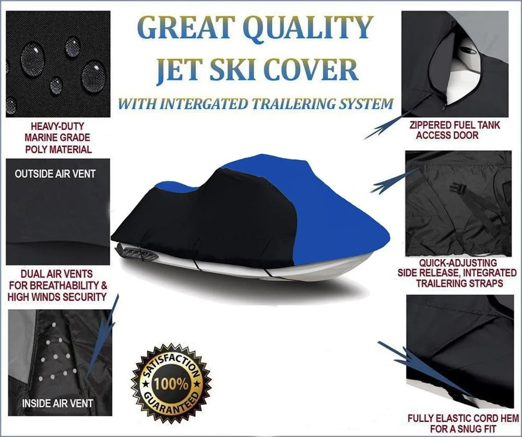 1100 1997 1998 KAWASAKI BLUE BLACK STX Cover Jet Trailerable Cover 1999 Compatible / HEAVY-DUTY for Ski