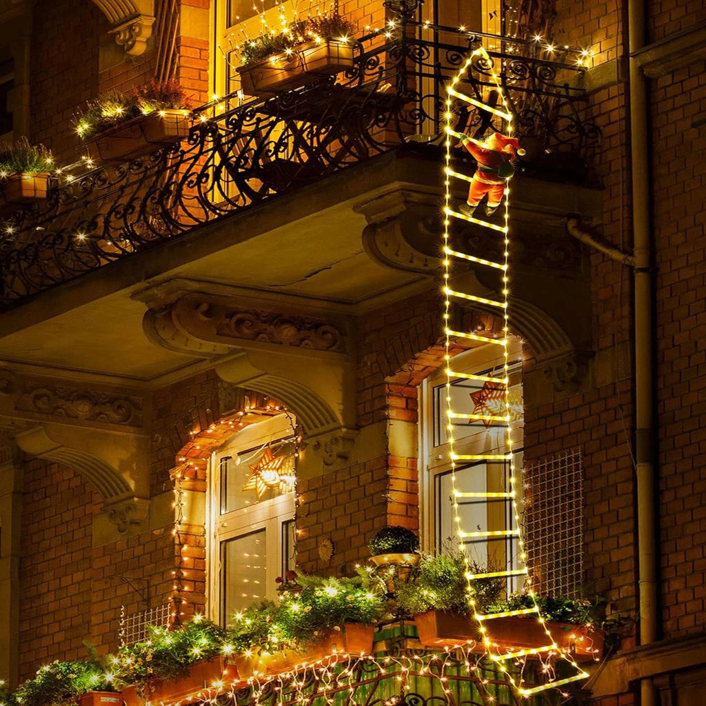 Wall 10.5 with Waterroof Xmas Tree Garden Lights Xmas for Home Christmas Climbling Led Decor Roof ft Outdoor Lights Lava Santa Porch Lights Ladder Claus