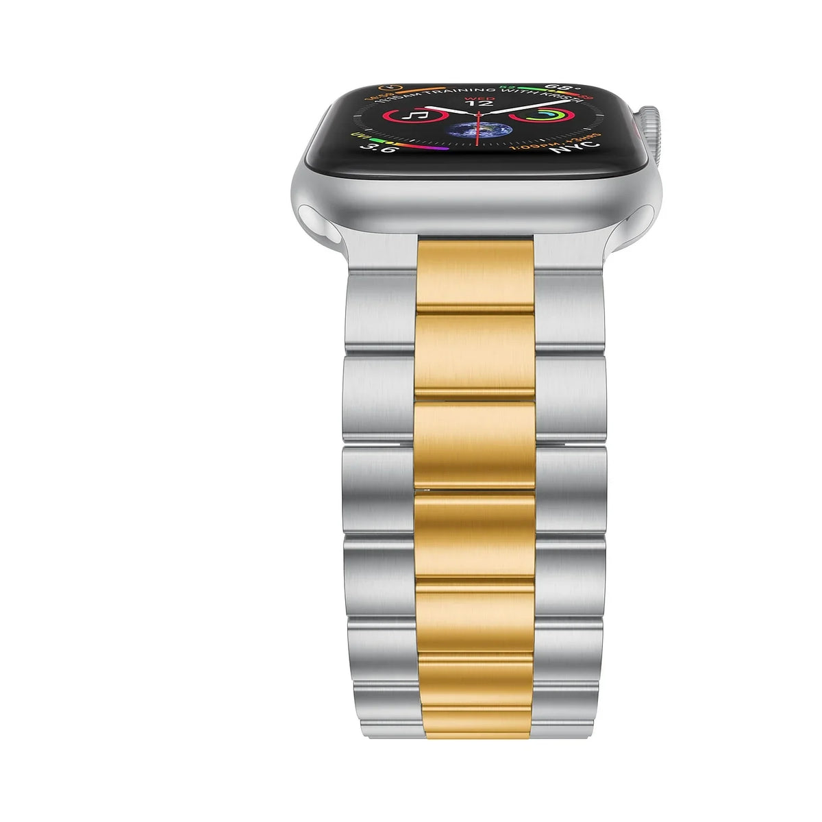 VL-SS002GLD-45 Two mm Silver Band Odash Watch, Apple for Tone & Stainless Steel Gold 42-44-45-49