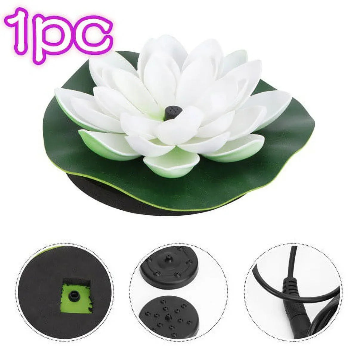 Decor Fountain(White) Solar-powered Waterproof Pond Lily Fish Lamp Lotus HOTBEST Bird Novel Bath Lotus Fountain Garden Fountain Water