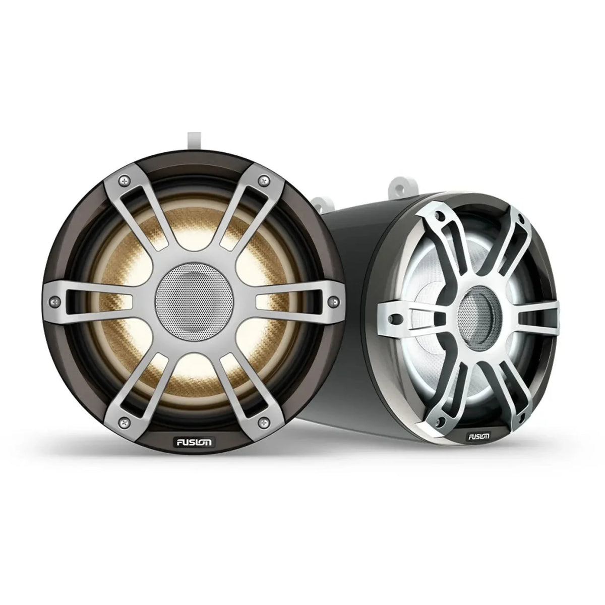 LED Pair Gray Brackets, Tower Deck SG-FTMNTDK Speakers Grille Mount Fusion Universal SG-FLT883SPG Sports with 8.8"
