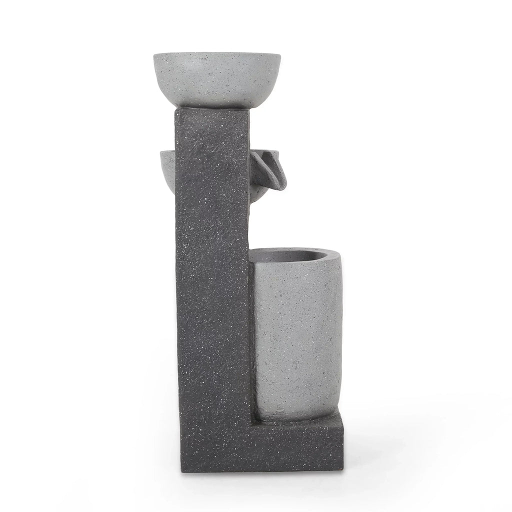 Colquitt Multi-Gray Fountain, Modern 3 Outdoor Tier